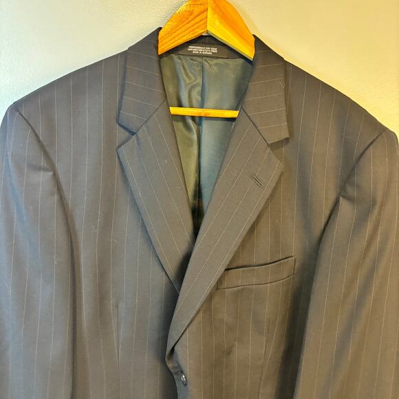 Evan Picone Pinstripe Worsted Wool 2 Piece Suit Blazer Coat Cuffed Pants 44S/W36 - Picture 3 of 16